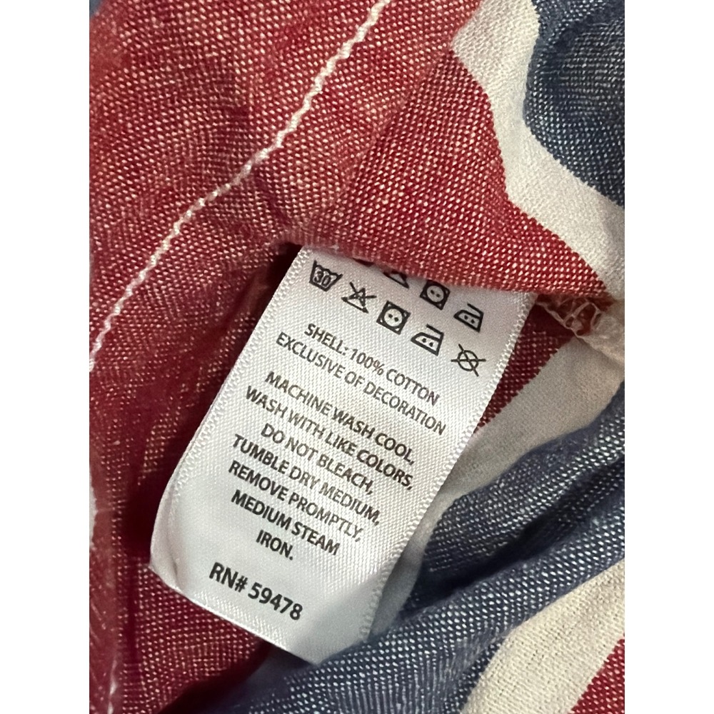 Tommy Bahama Button Down Shirt Boys 18M Red Blue Striped Short Sleeve Marlin - Picture 6 of 6